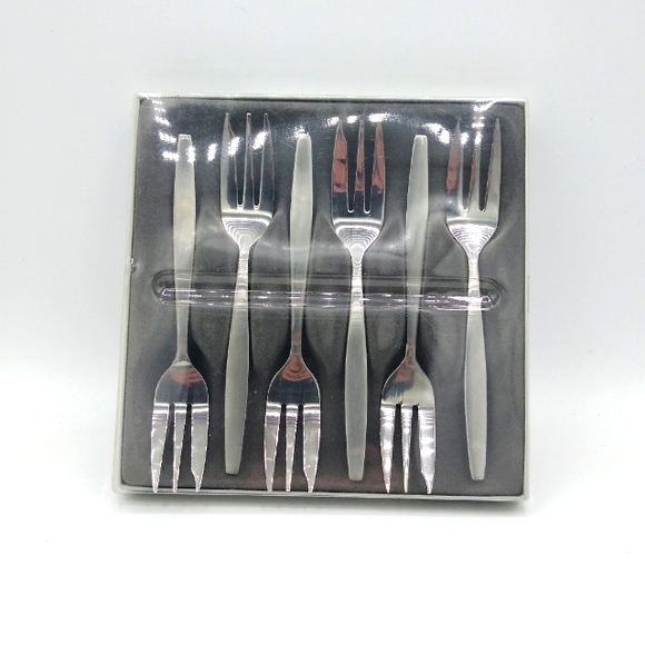 Amefa Holland Stainless Steel Oyster Forks Set of 6 Vintage - Picture 3 of 6